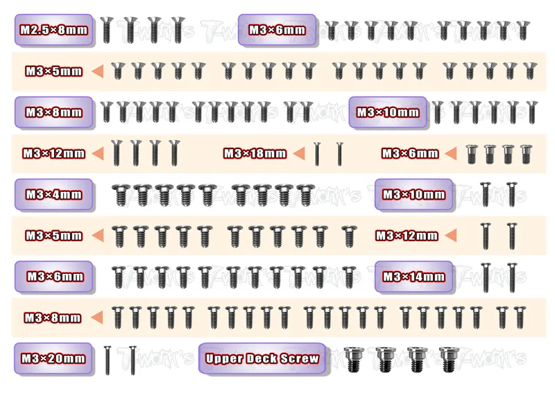 TSS-X4'23-LP64 Titanium Low Profile Screw set 127pcs.( For Xray X4 2023 )
