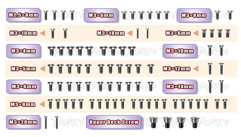 TSS-X4'23-T-LP64 Titanium Low Profile Top Screw set 85pcs.( For Xray X4 2023 )