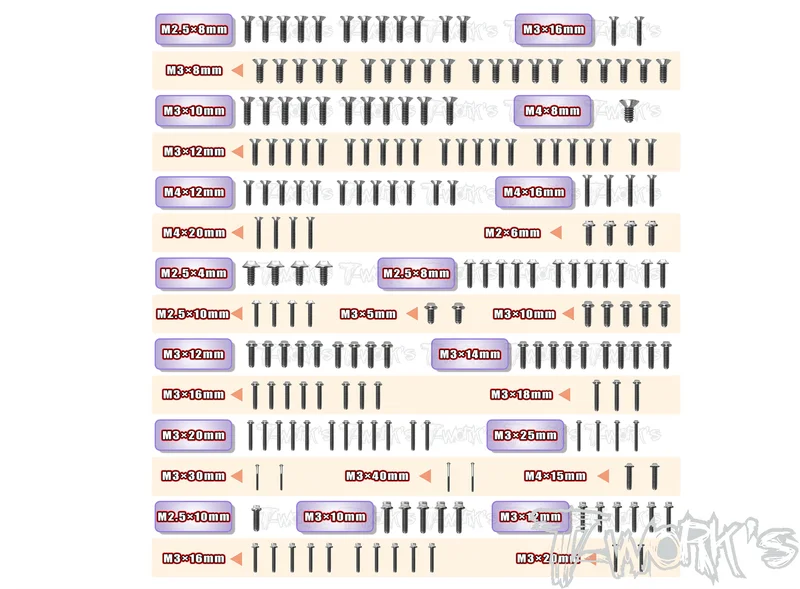 TSSU-8IGHT-X   64 Titanium Screw set ( UFO Head ) 195pcs.( For TLR 8IGHT-X-elite )