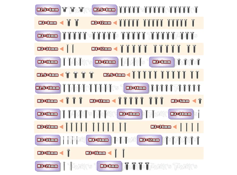 TSSU-8IGHT-XE   64 Titanium Screw set ( UFO Head ) 183pcs.( For TLR 8IGHT XE ELITE )