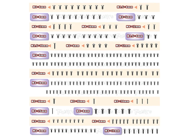 TSSU-CPGT64 Titanium Screw set ( UFO Head ) 255pcs.( For Capricorn GT  )