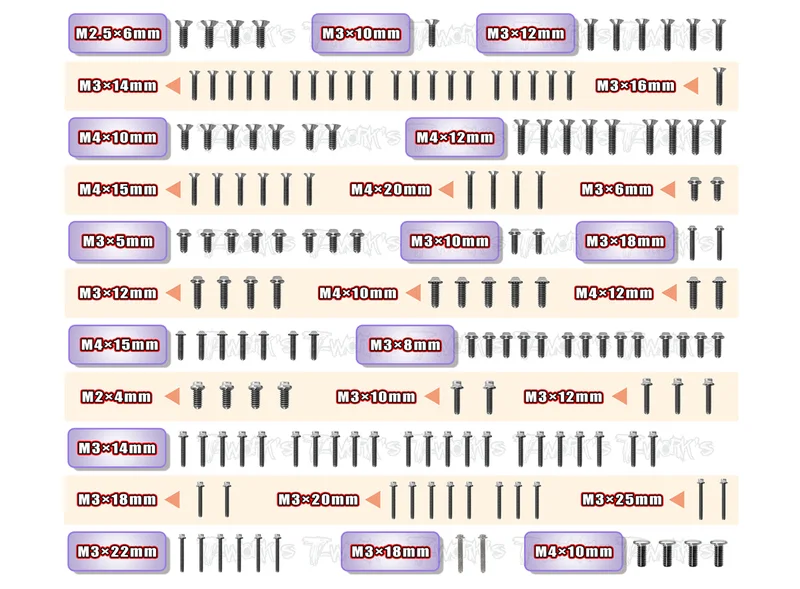 TSSU-EB482.164 Titanium Screw set ( UFO Head ) 159pcs.( For TEKNO EB48 2.1 )