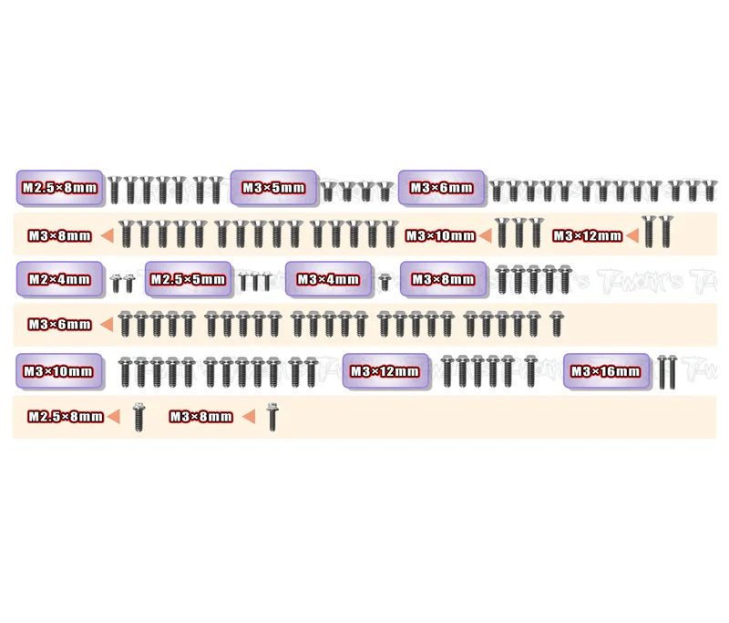 TSSU-FT9   64 Titanium Screw set ( UFO Head ) 103pcs. ( For Schumacher FT9 )