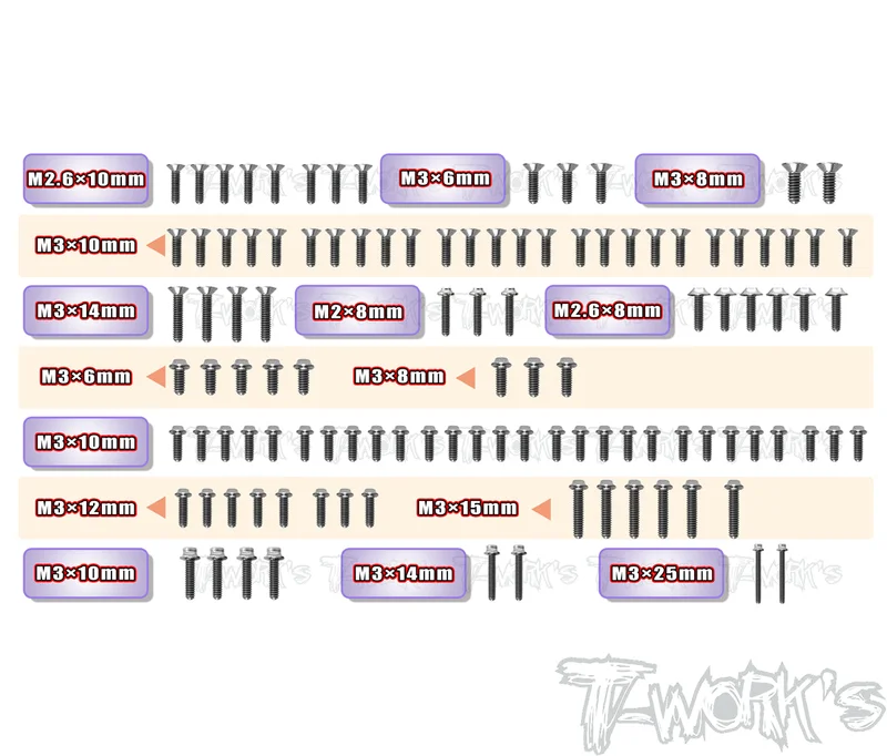 TSSU-FW06   64 Titanium Screw set ( UFO Head ) 110pcs.( For Kyosho FW-06 )