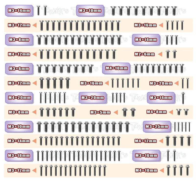TSSU-GTX8'2264 Titanium Screw set ( UFO Head ) 188pcs.( For Xray GTX8 2022 )