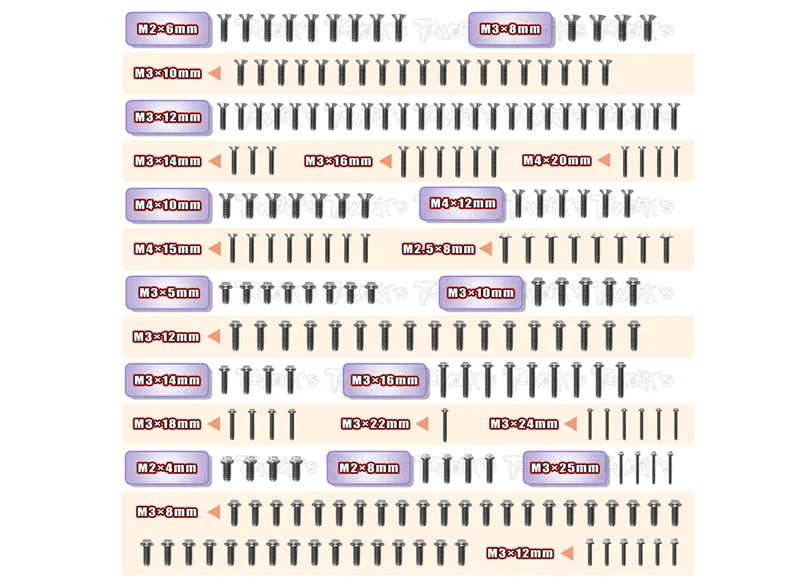 TSSU-MBX8R64 Titanium Screw set ( UFO Head ) 210pcs.( For Mugen MBX8R )