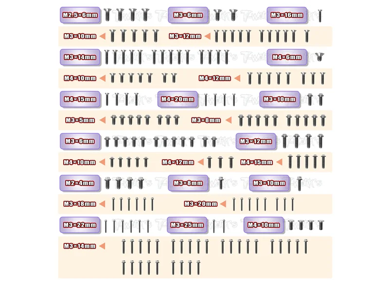 TSSU-NB482.1 64 Titanium Screw set ( UFO Head ) 171pcs.( For TEKNO NB48 2.1 )
