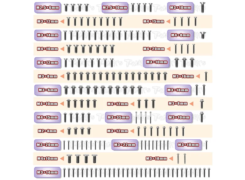 TSSU-NT482.0 64 Titanium Screw set ( UFO Head ) 179pcs.(For TEKNO NT482.0)