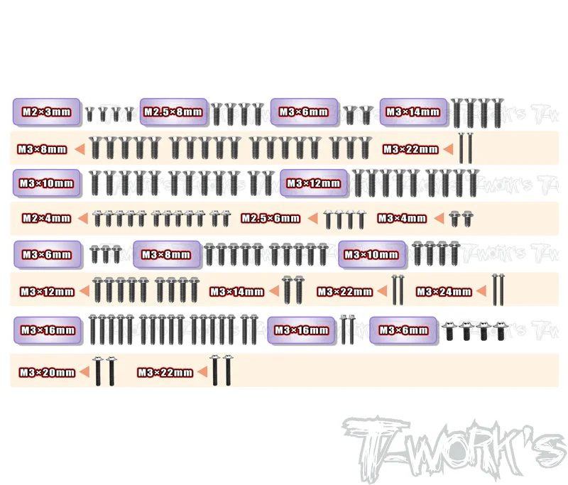 TSSU-RC10B7.1C64 Titanium Screw set ( UFO Head ) 132pcs.( For Team Associated RC10B7.1C )
