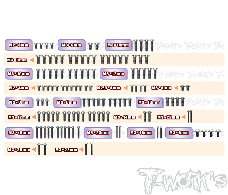 TSSU-RC10B7.1D64 Titanium Screw set ( UFO Head ) 120pcs.( For Team Associated RC10B7.1D )