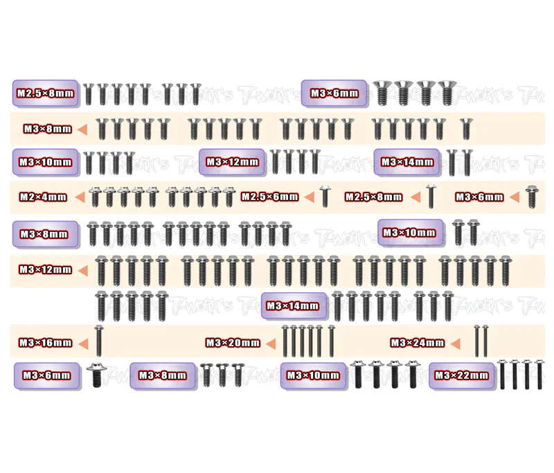 TSSU-RC10B84 64 Titanium Screw set ( UFO Head ) 131pcs. ( For Team Associated RC10 B84/ B84D )
