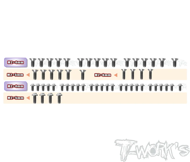 TSSU-RC2864 Titanium Screw set ( UFO Head ) 56pcs. ( For Team Associated RC28 )