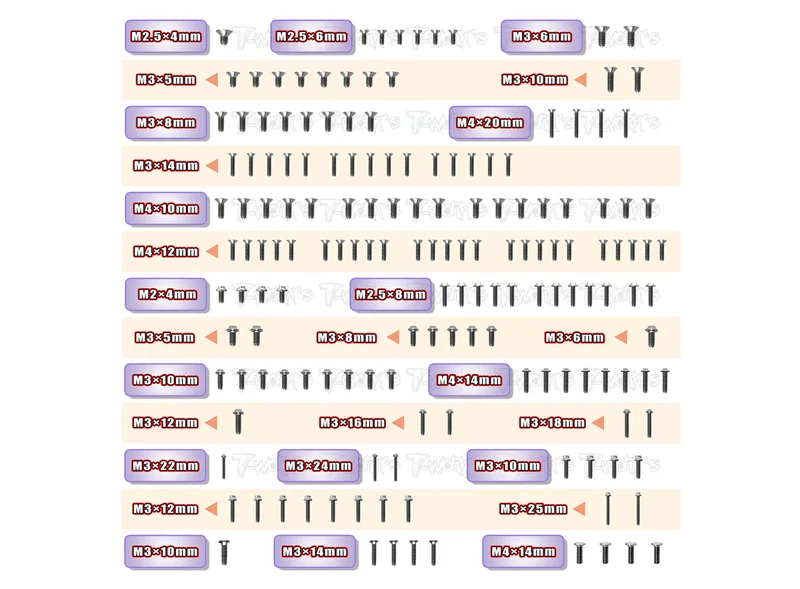 TSSU-RC8B4E64 Titanium Screw set ( UFO Head ) 161pcs.( For Team Associated RC8 B4E )
