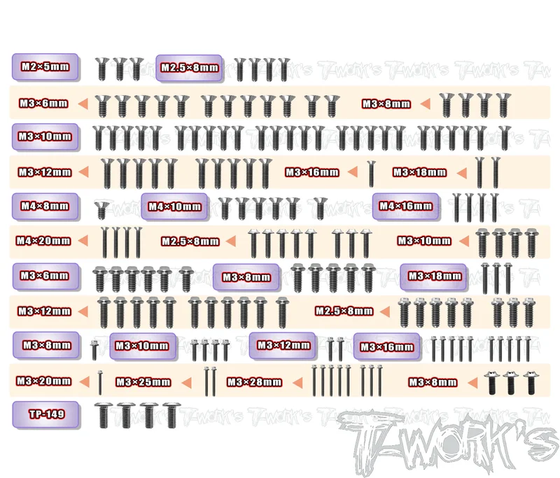 TSSU-SBX464 Titanium Screw set ( UFO Head ) 157pcs. ( For WIRC SBX4 )