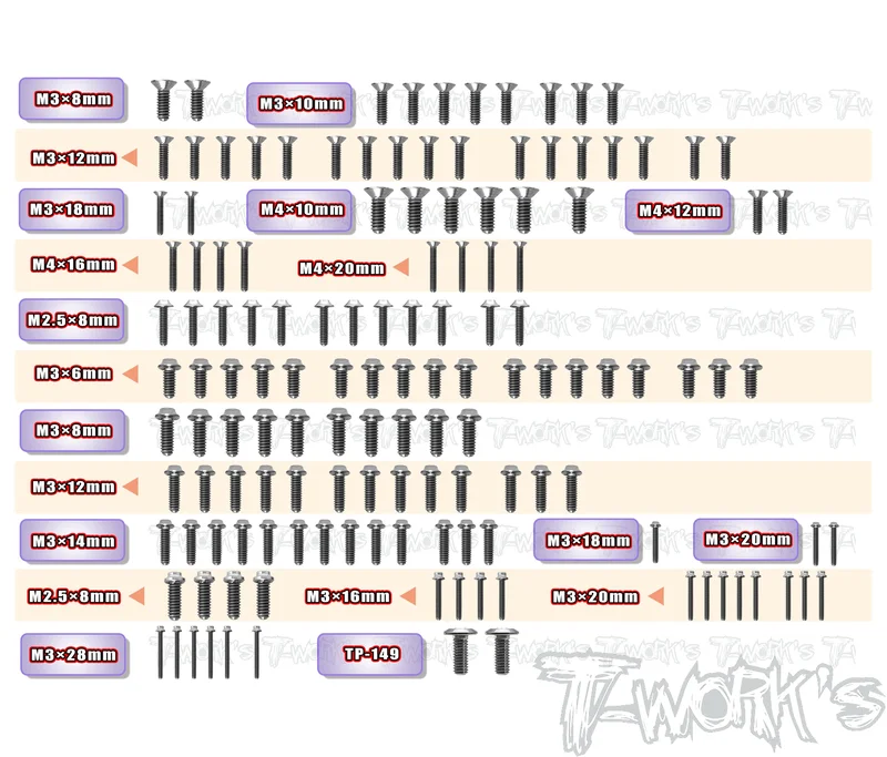 TSSU-SBXE-364 Titanium Screw set ( UFO Head )138pcs. ( For WIRC SBXE-3 )