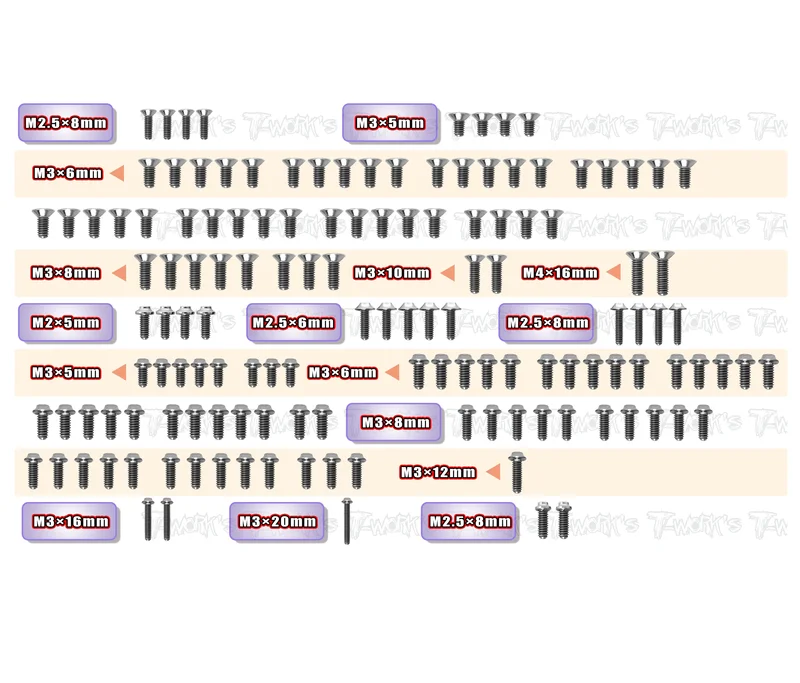 TSSU-X1'24   64 Titanium Screw set ( UFO Head ) 136pcs.( For Xray X1'24 )