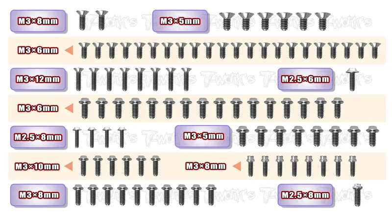 TSSU-X10'22 64 Titanium Screw set ( UFO Head )  92pcs. ( For Xray X1022 )