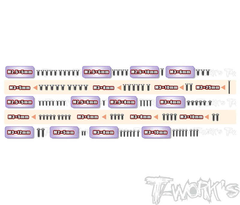 TSSU-X12'2664 Titanium Screw set ( UFO Head ) 92pcs. (For Xray X12'26