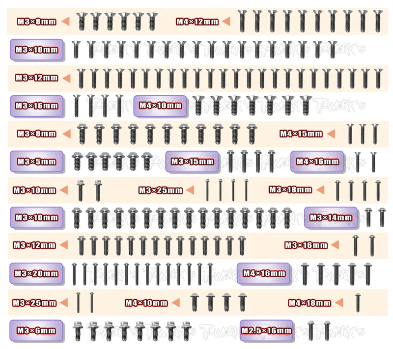 TSSU-X3GTSE 65 Titanium Screw set ( UFO Head ) 173pcs.( For Hong Nor X3 GTX E )