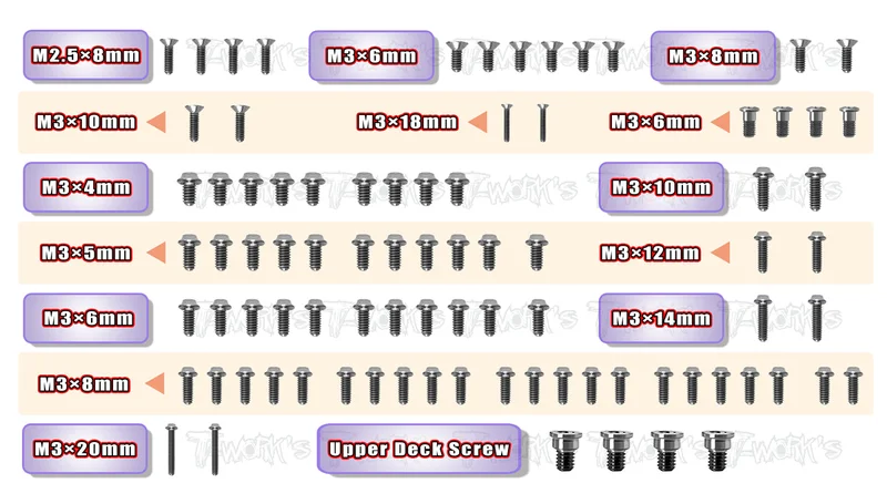 TSSU-X4'23-T 64 Titanium Upper Deck Screw set 85pcs.( For Xray X4 2023 )