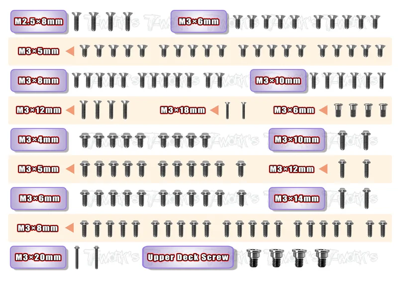 TSSU-X4'2364 Titanium Screw set ( UFO Head ) 127pcs.( For Xray X4 2023 )