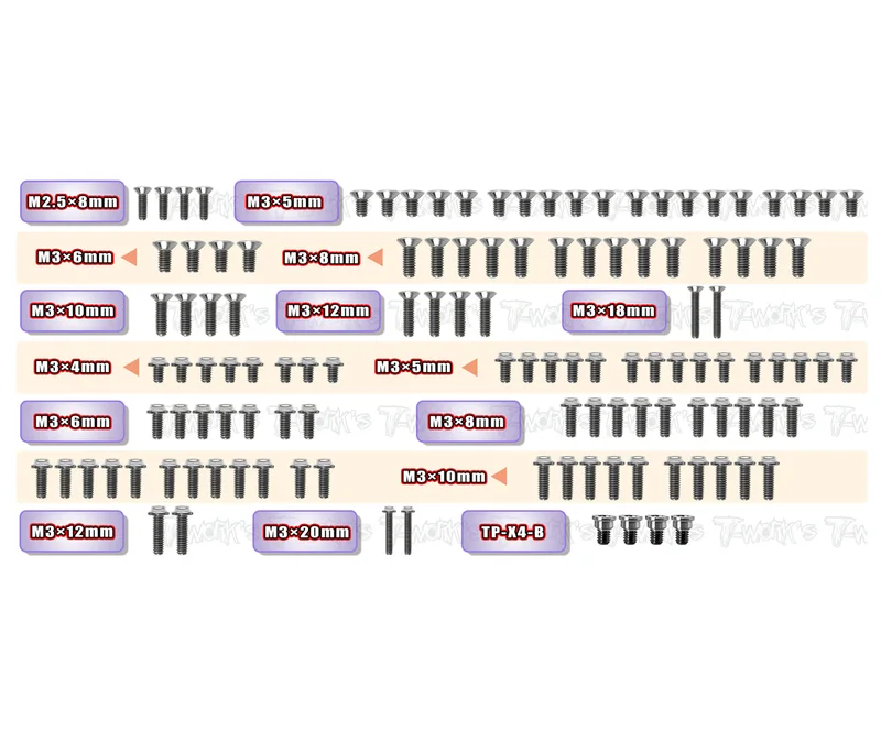 TSSU-X4'2464 Titanium Screw set ( UFO Head ) 121pcs.( For Xray X4 2024 )