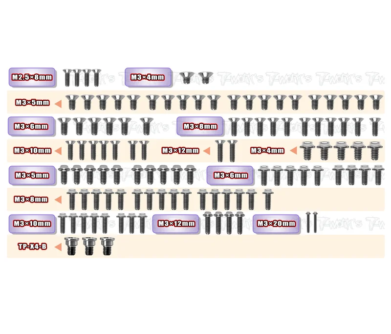 TSSU-X4F'25 64 Titanium Screw set ( UFO Head ) 109pcs.( For Xray X4F'25 )