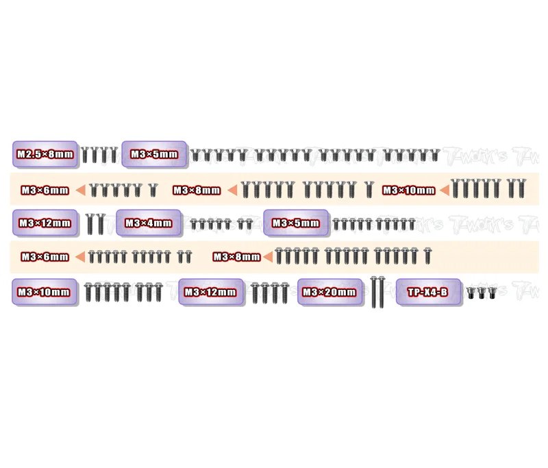 TSSU-X4F'2664 Titanium Screw set ( UFO Head ) 112pcs. ( For Xray X4F'26 )