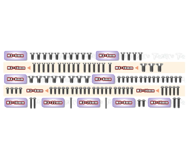 TSSU-X8'26 64 Titanium Screw set ( UFO Head ) 93pcs. ( For Xray X8'26 )