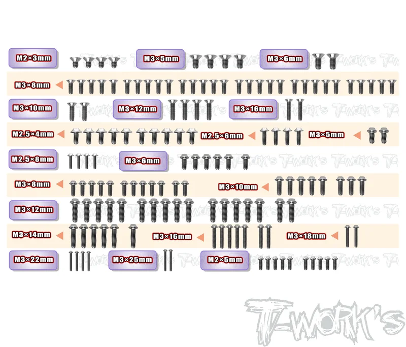 TSSU-XB2C'2664 Titanium Screw set ( UFO Head ) 142pcs.( For Xray XB2C'26 )