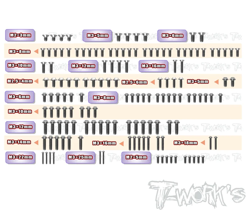 TSSU-XB2D'2664 Titanium Screw set ( UFO Head ) 142pcs.( For Xray XB2D'26 )