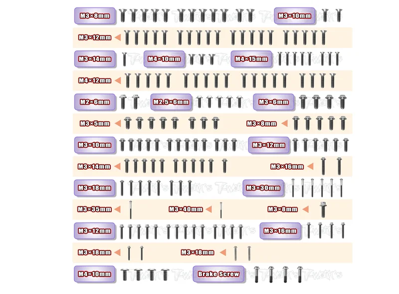 TSSU-XB8'2364 Titanium Screw set ( UFO Head ) 168pcs.( For Xray XB8'23 )