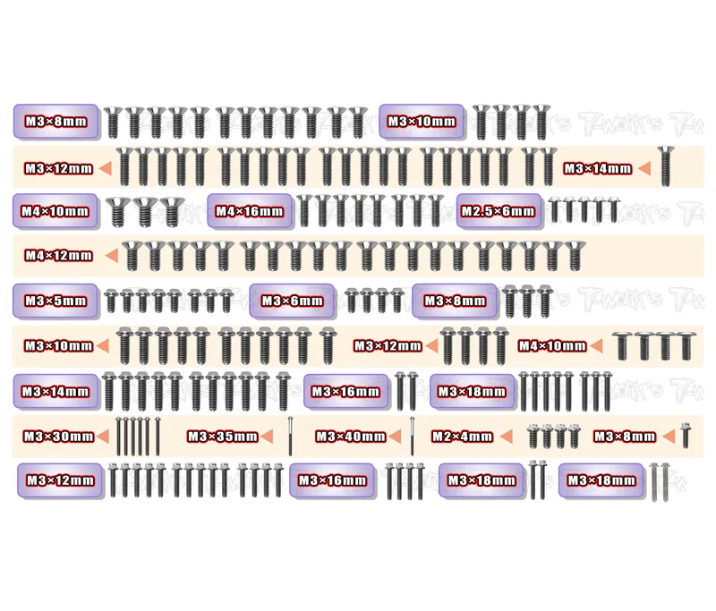 TSSU-XB8'25  64 Titanium Screw set ( UFO Head ) 165pcs. ( For Xray XB8'25 )