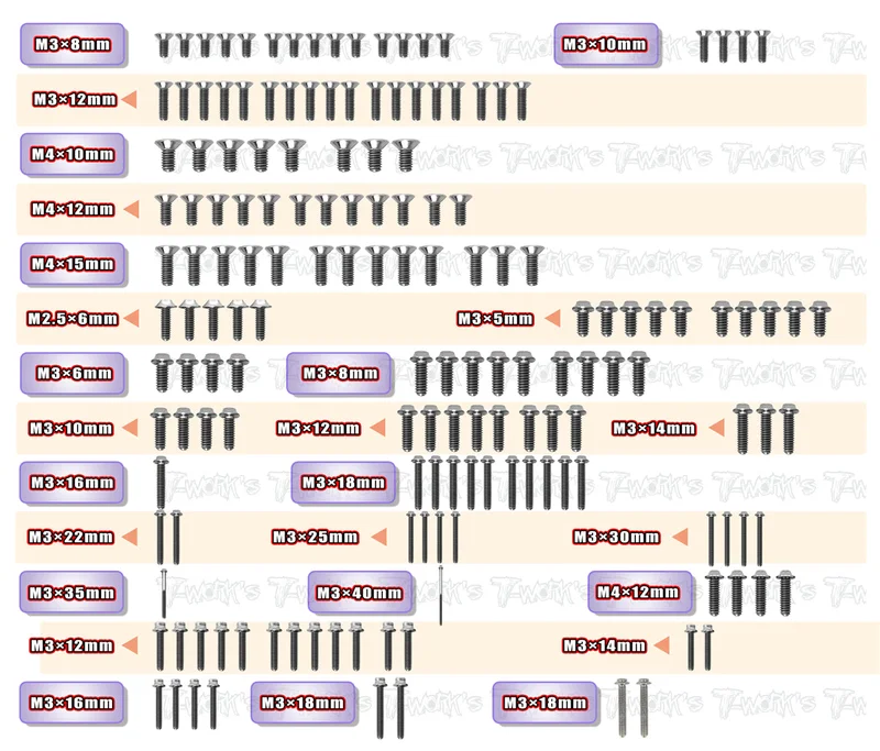 TSSU-XT8E'2464 Titanium Screw set ( UFO Head ) 161pcs.( For Xray XT8E'24 )