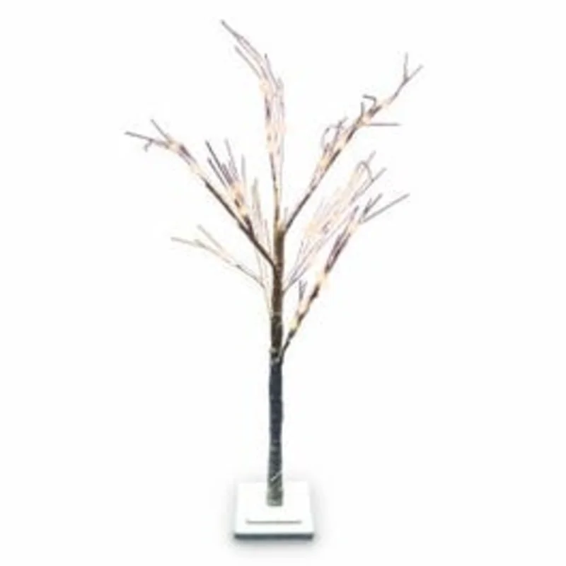 Twig Tree, Brown, 48 Warm White LED Lights, 4-Ft.