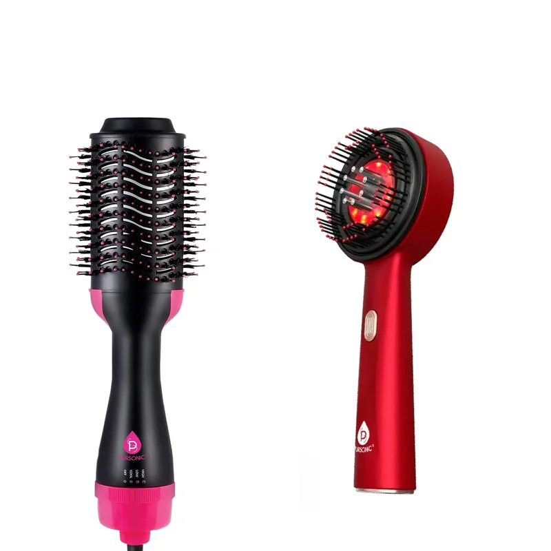 Ultimate Hair Rejuvenation & Styling Bundle 3-in-1 LED Scalp Therapy Brush + One Step Volumizing Hair Dryer