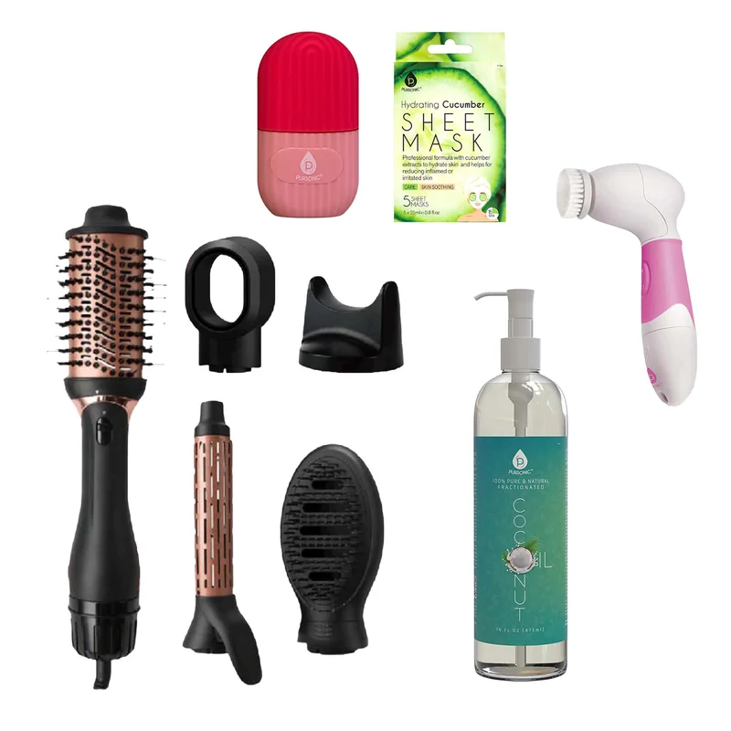 Ultimate Self-Care Bundle Ice Cube Facial Roller, Pursonic Cleansing Brush, Hot Air Blower Brush & More!