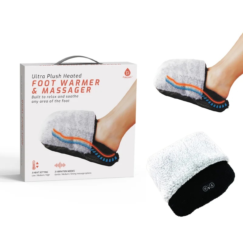 Ultra Plush Heated Foot Warmer & Massager Cozy Relief Anytime, Anywhere