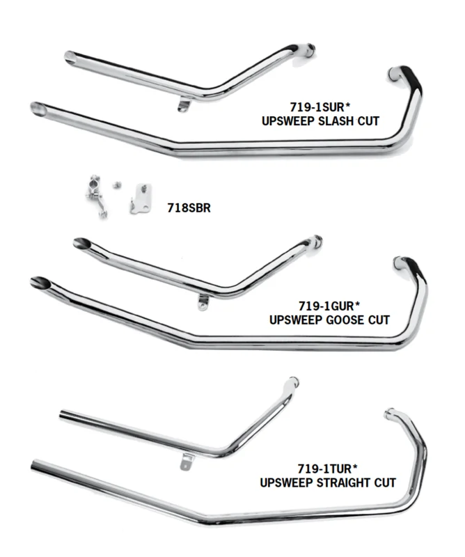 Upsweep Exhaust Systems For 1986 - 2003 Evolution Sportster Engines In Rigid Frames