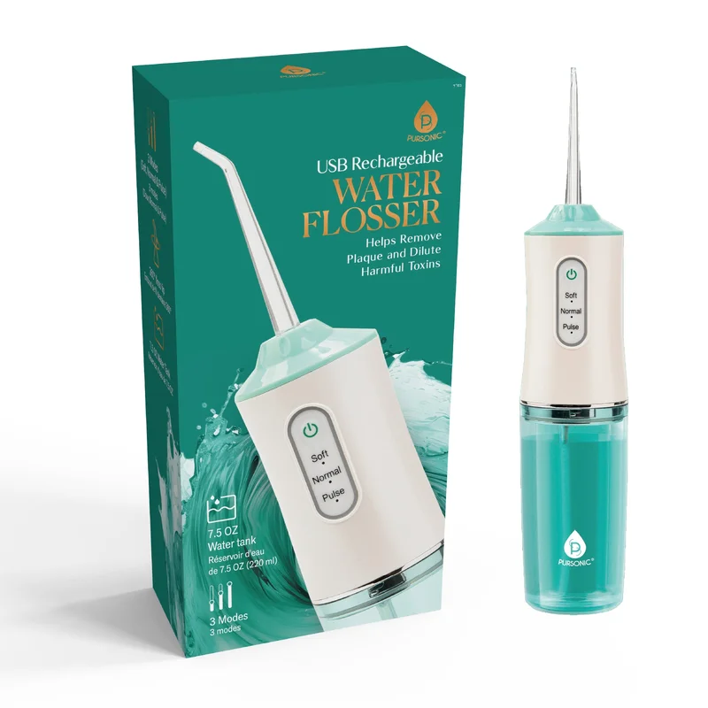 USB Rechargeable Water Flosser Helps Remove Plaque & Dilute Harmful Toxins white