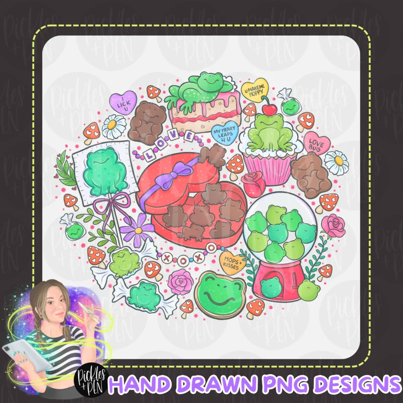 Valentine's Sweets Frogs PNGs [LIMITED]