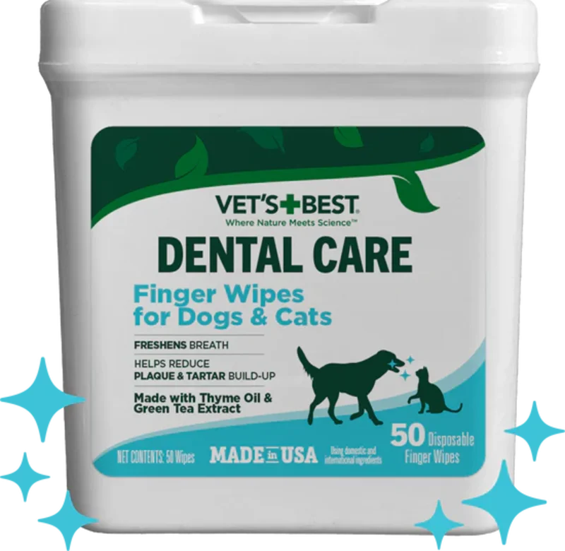 Vet's Best Dental Care Finger Wipes for Dogs & Cats