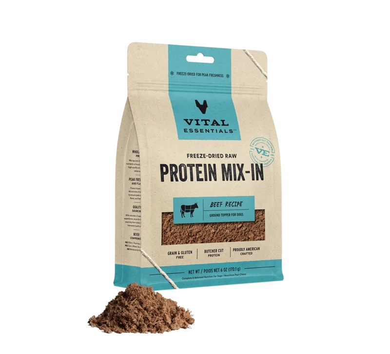 Vital Essentials Freeze-Dried Raw Protein Mix-In Beef Recipe Ground Topper for Dogs