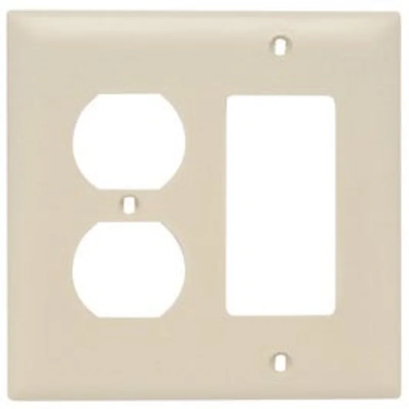 Wall Plate, 2-Gang, Decorator & Duplex, Ivory Nylon