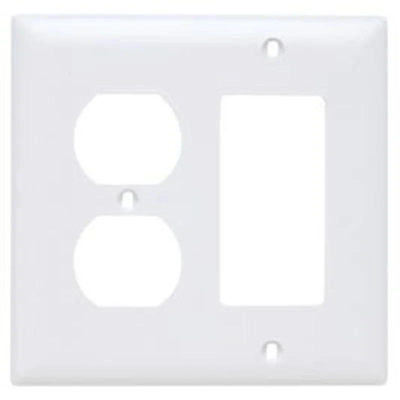 Wall Plate, 2-Gang, Decorator & Duplex, White Nylon