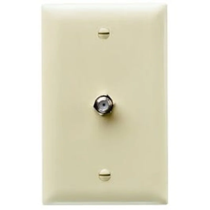 Wall Plate, F Type Coax Connector, Ivory Thermoplastic