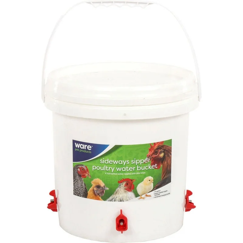 WARE SIDEWAYS SIPPER POULTRY WATER BUCKET WHITE