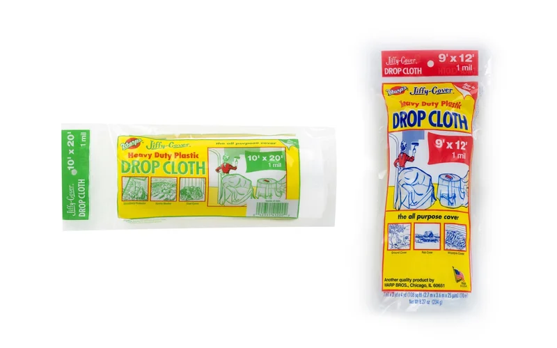 Warp Brothers Jiffy Cover Plastic Drop Cloth 9 Ft x 12 Ft x 2 Mil