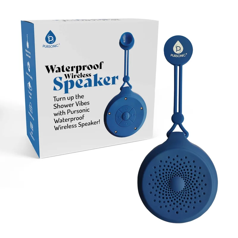 Waterproof Wireless Speaker  Portable Bluetooth Shower Speaker Blue