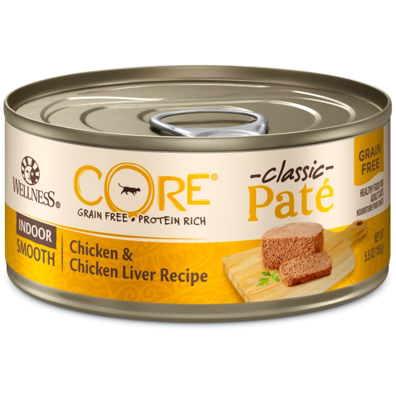 Wellness CORE Natural Grain Free Indoor Chicken and Chicken Liver Smooth Pate Wet Canned Cat Food